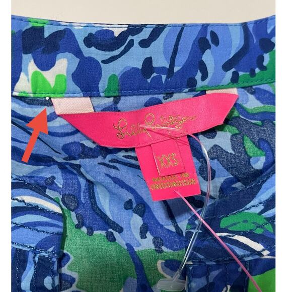 Lilly Pulitzer Coulter Top Abaco Blue Blouse Size XX Small New - Picture 9 of 15